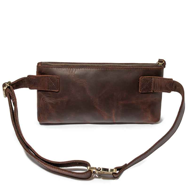 Men's Leather Chest Bag - Retro Crazy Horse Leather Style