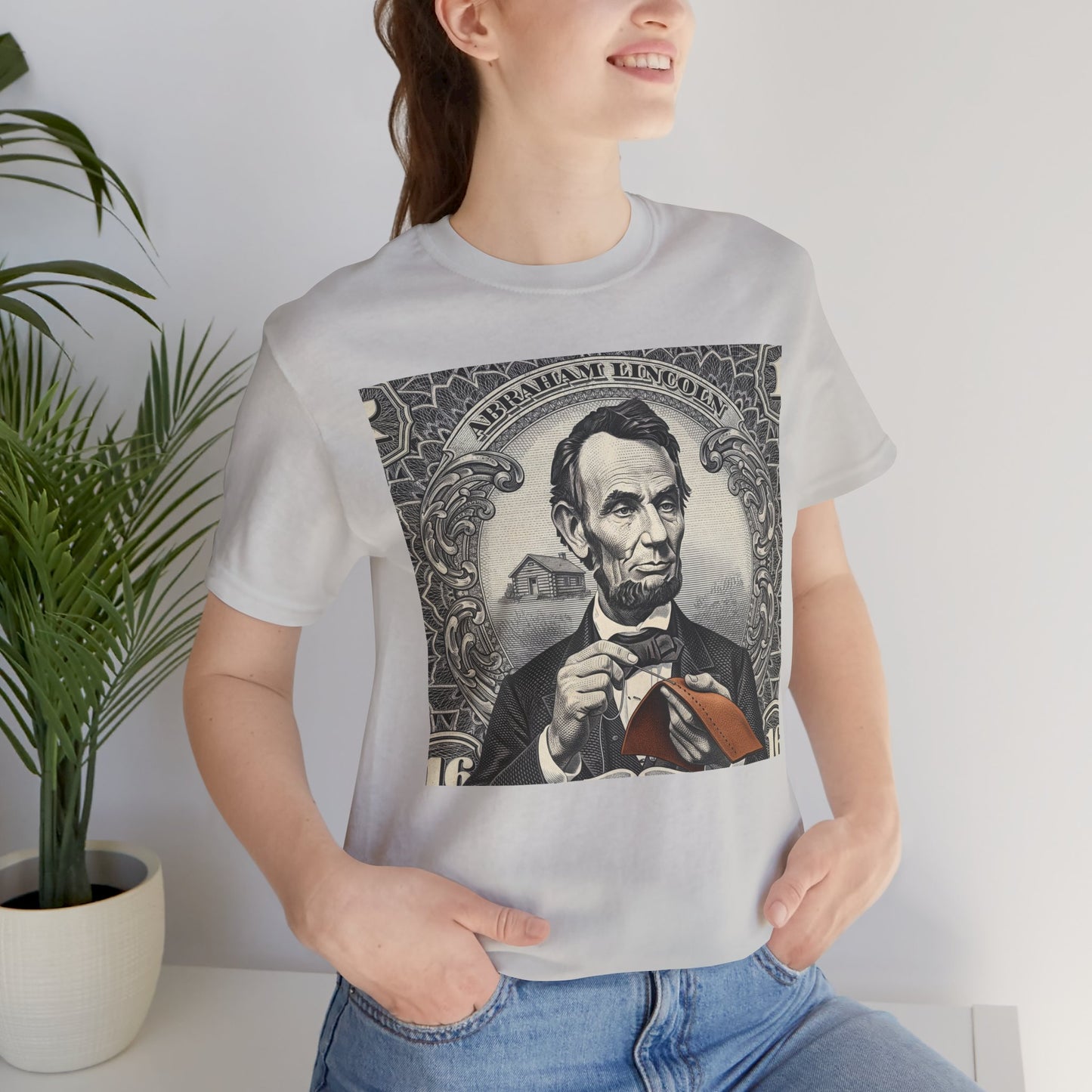 Abraham Lincoln T-Shirt - Vintage Graphic Unisex Tee for History Lovers, Educational Casual Wear, Patriotic Gift - ArtOm_farm™ LEATHER 