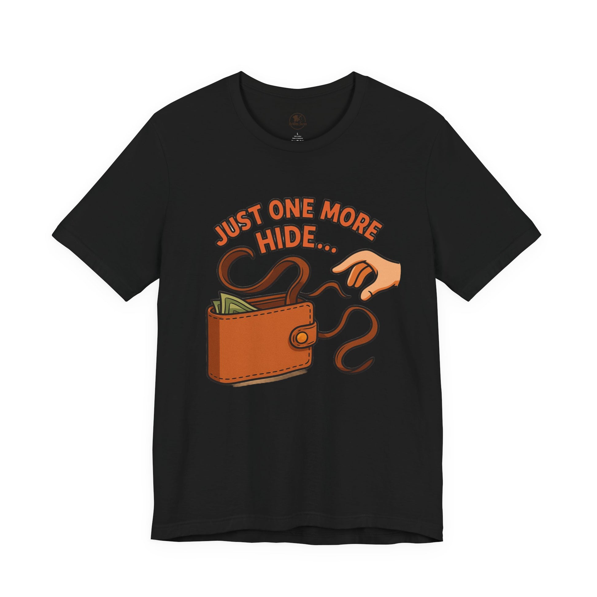 Funny Money Hide T-Shirt - Unisex Jersey Tee for Finance Lovers, Humorous Gift for Casual Wear, Perfect for Birthdays and Holidays - ArtOm_farm™ LEATHER 