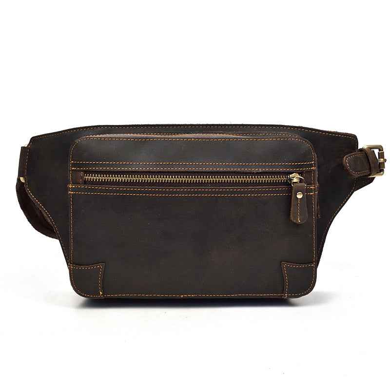 Men's Retro Leather Waist Bag in Crazy Horse Leather