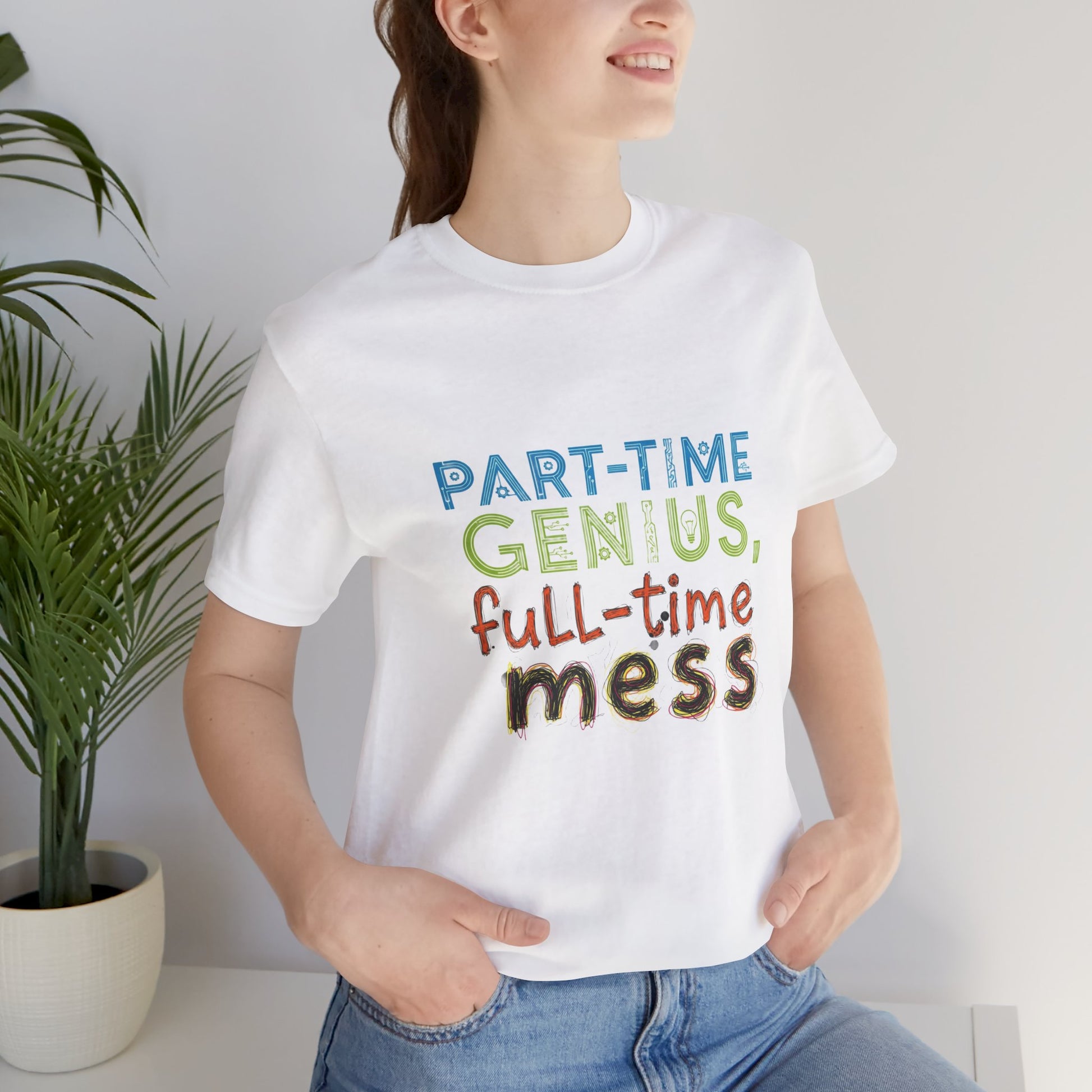 Part-Time Genius Tee - Unisex Funny T-Shirt for Casual Wear, Birthday Gift, Geeky Apparel, Humor Clothing - ArtOm_farm™ LEATHER