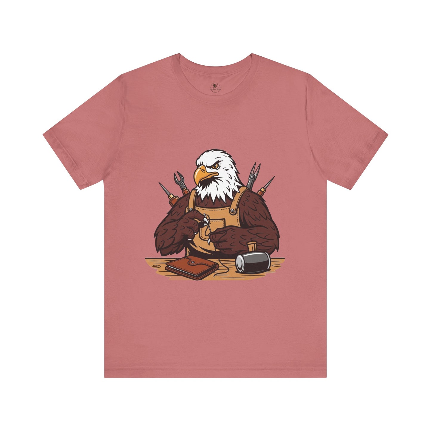 Crafty Eagle DIY Shirt - Unisex Tee for Crafters, Eagle Graphic Design, Gift for Men and Women - ArtOm_farm™ LEATHER