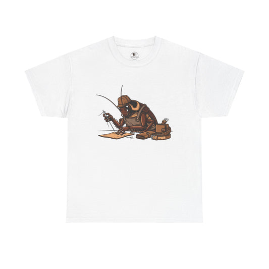 Creative Fishing Tee - Eco-Friendly Fishing Shirt with Cartoon Crab Design, Perfect Gift for Fisherman, Unisex Heavy Cotton Tee - ArtOm_farm™ LEATHER