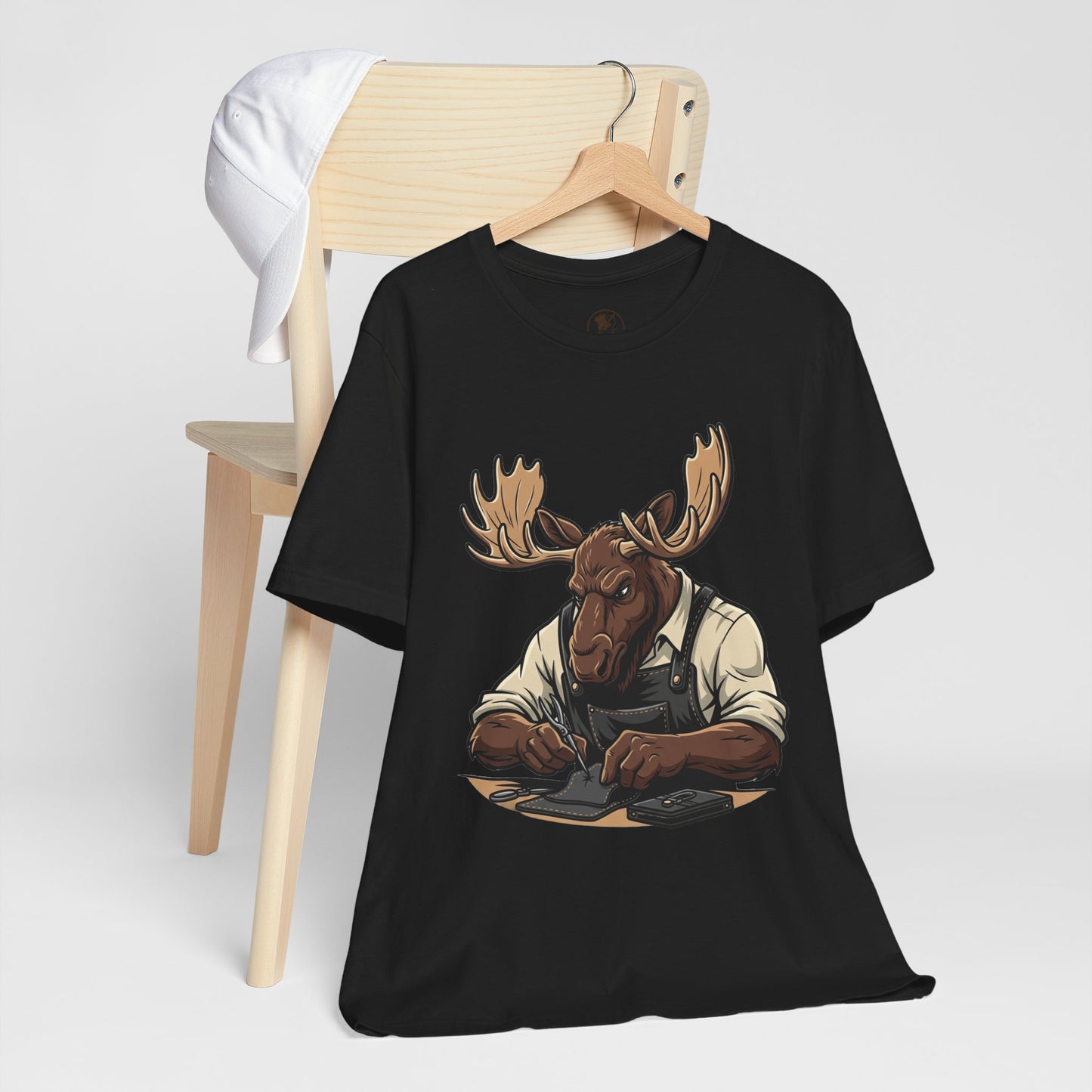 Moose Graphic Tee - Funny Animal Shirt for Nature Lovers, Unique Casual Outfit in Woodland Style - ArtOm_farm™ LEATHER 
