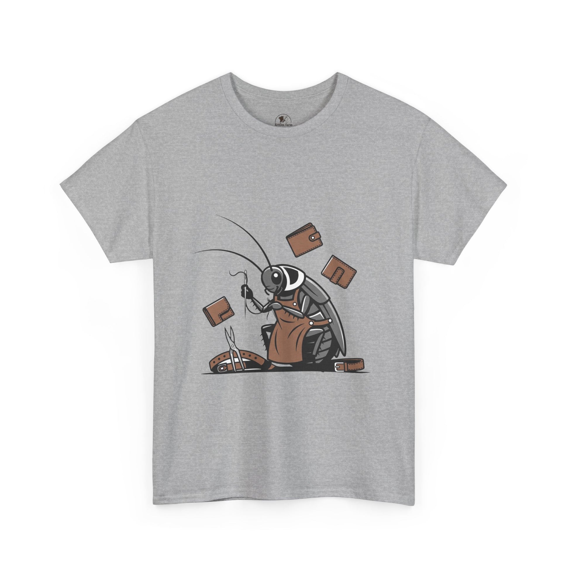 Cockroach Baker Unisex Heavy Cotton Tee - Funny Graphic Tee for Animal Lovers, Perfect Gift for Home Cooks - ArtOm_farm™ LEATHER 