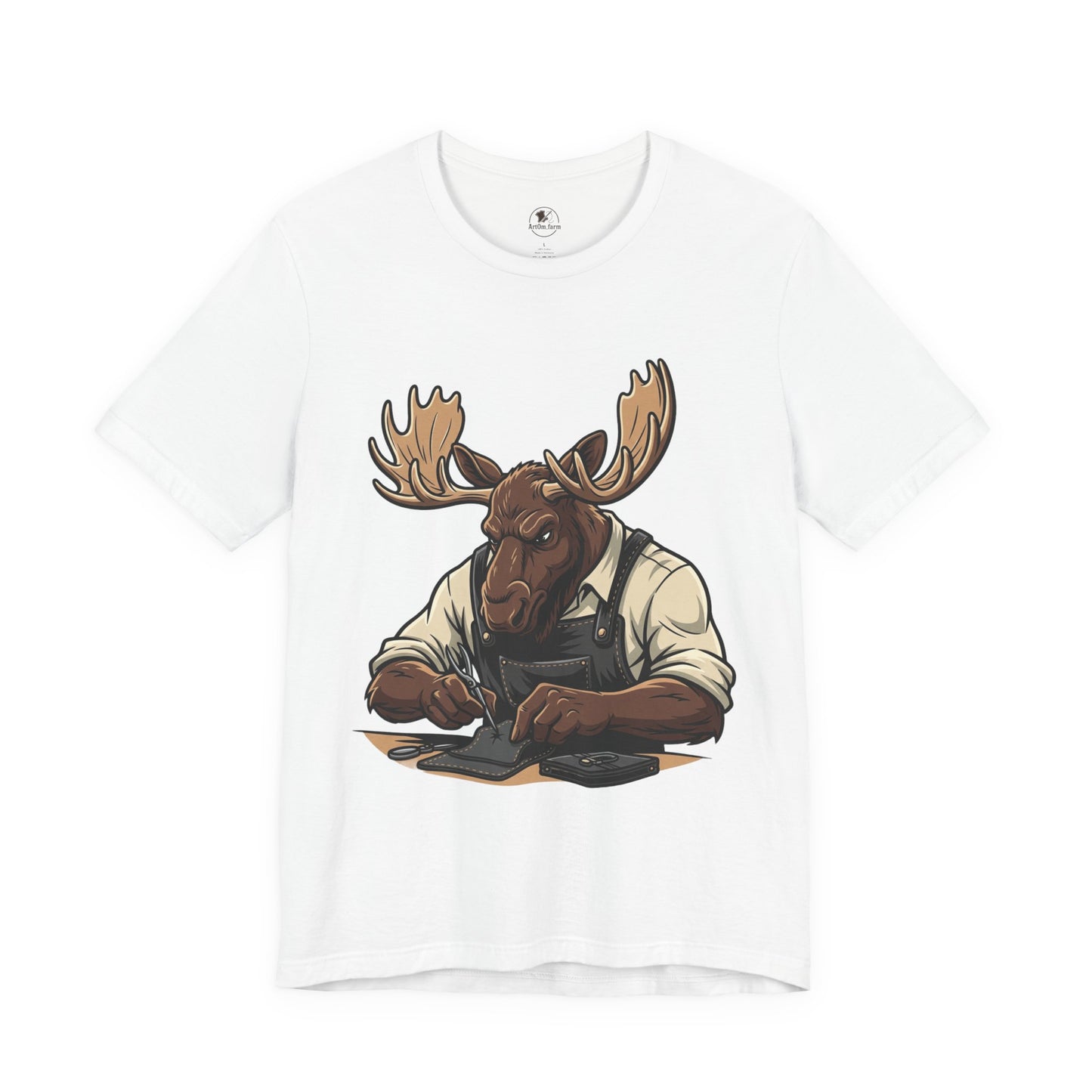 Moose Graphic Tee - Funny Animal Shirt for Nature Lovers, Unique Casual Outfit in Woodland Style - ArtOm_farm™ LEATHER
