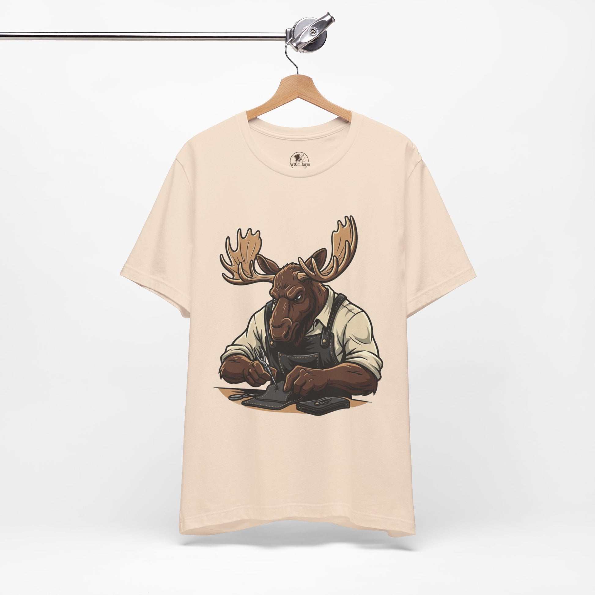 Moose Graphic Tee - Funny Animal Shirt for Nature Lovers, Unique Casual Outfit in Woodland Style - ArtOm_farm™ LEATHER 