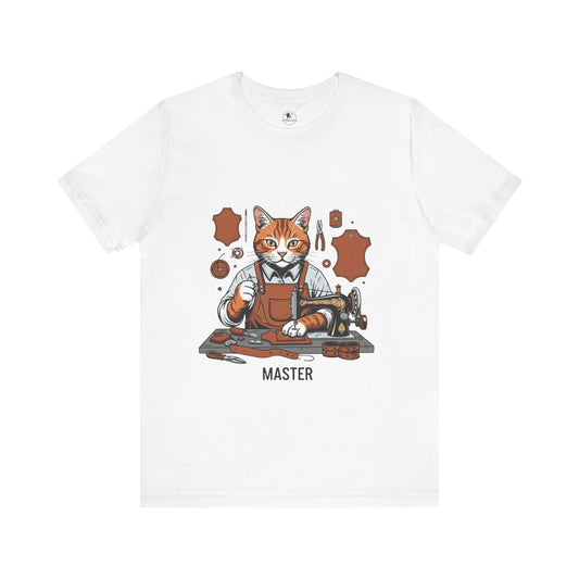 Crafty Cat Master Tee - Funny Cat Shirt for Unisex Pet Lovers, Unique Cat Apparel Gift for Cat Owners - ArtOm_farm™ LEATHER