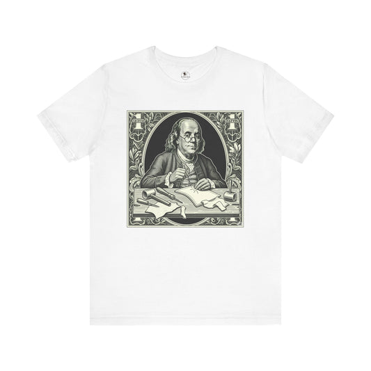 Benjamin Franklin Vintage Tee for History Lovers - Unisex Short Sleeve Shirt, Unique Teacher Gift - ArtOm_farm™ LEATHER