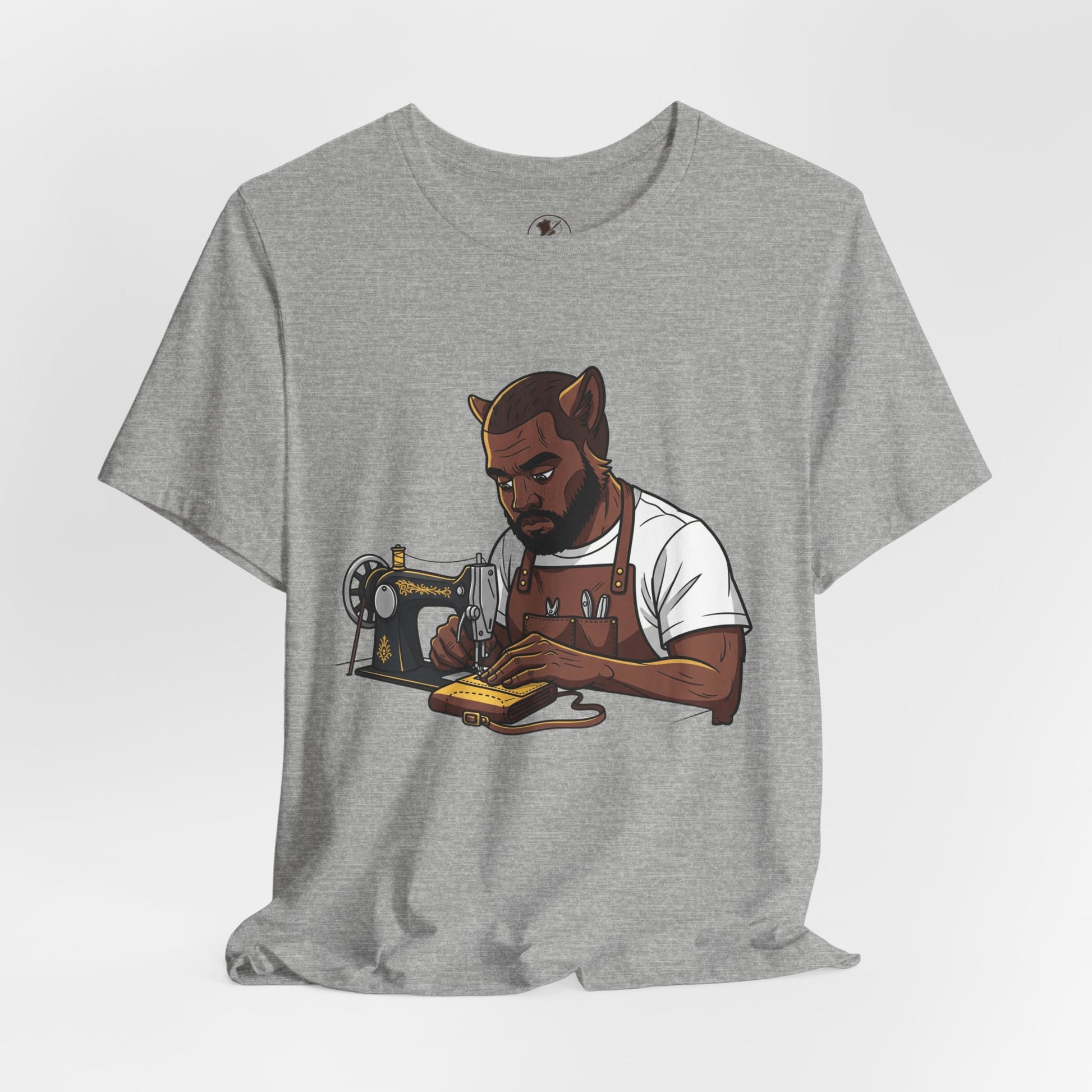 Crafty Cat Sewing T-Shirt, Funny Handmade Apparel for Cat Lovers and Creatives - ArtOm_farm™ LEATHER 
