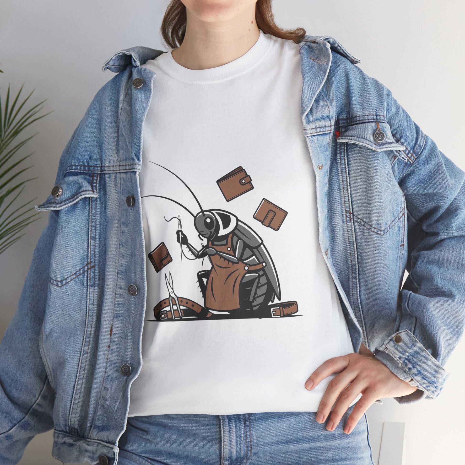 Cockroach Baker Unisex Heavy Cotton Tee - Funny Graphic Tee for Animal Lovers and Home Cooks, Unique Gift Idea - ArtOm_farm™ LEATHER