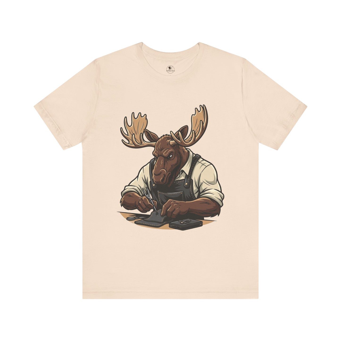 Moose Graphic Tee - Funny Animal Shirt for Nature Lovers, Unique Casual Outfit in Woodland Style - ArtOm_farm™ LEATHER
