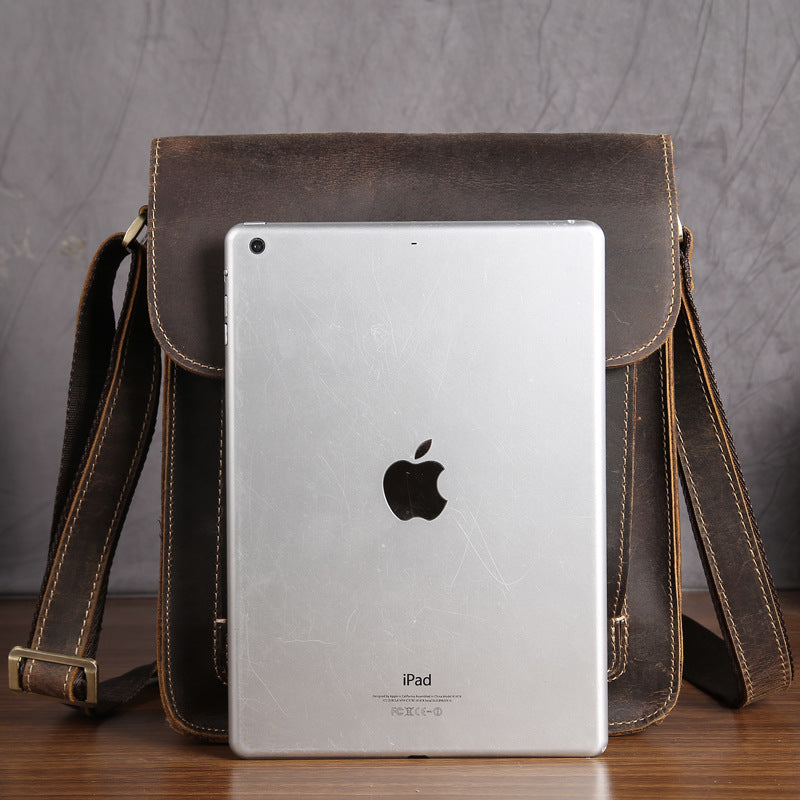 Men's Retro Leather Messenger Bag - Mad Horse One Shoulder Bag - ArtOm_farm™ LEATHER 