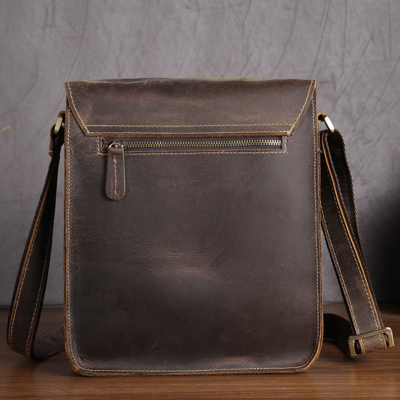 Men's Retro Leather Messenger Bag - Mad Horse One Shoulder Bag - ArtOm_farm™ LEATHER 