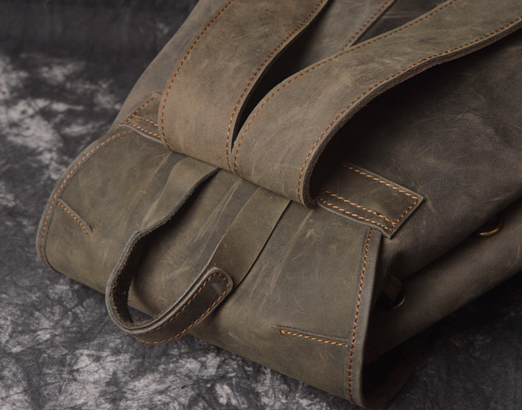 Backpack Crazy Horse Leather Outdoor Travel Men's Crazy Horse Leather Backpack - ArtOm_farm™ LEATHER 