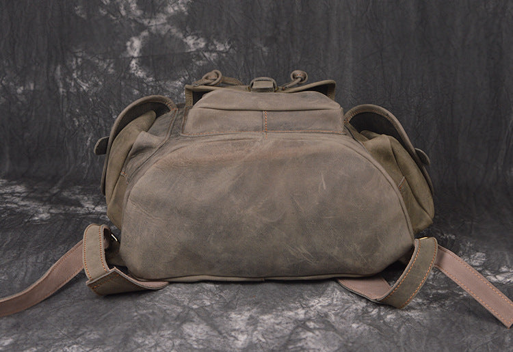 Backpack Crazy Horse Leather Outdoor Travel Men's Crazy Horse Leather Backpack - ArtOm_farm™ LEATHER 