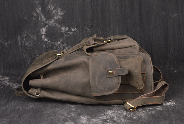 Backpack Crazy Horse Leather Outdoor Travel Men's Crazy Horse Leather Backpack - ArtOm_farm™ LEATHER 