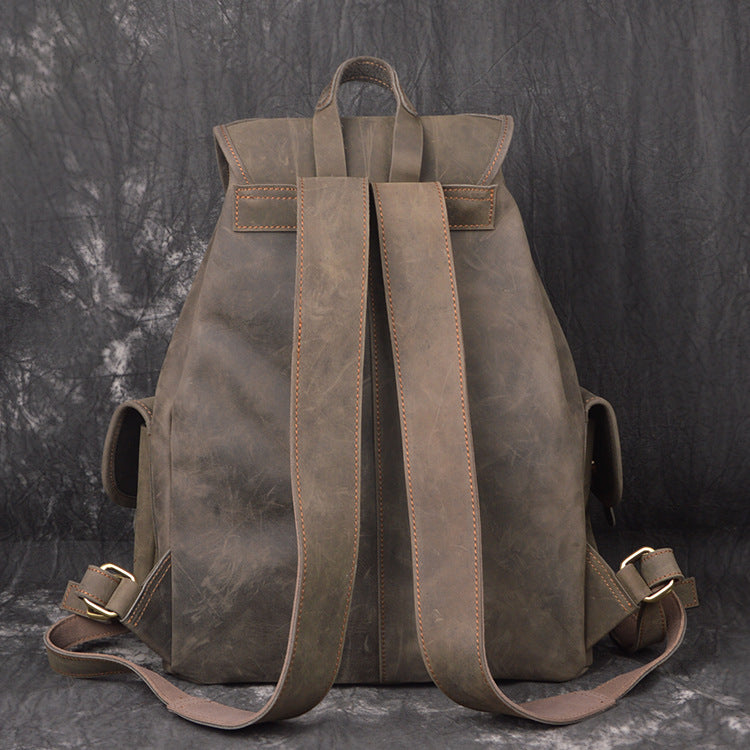 Backpack Crazy Horse Leather Outdoor Travel Men's Crazy Horse Leather Backpack - ArtOm_farm™ LEATHER 