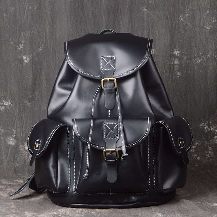 Backpack Crazy Horse Leather Outdoor Travel Men's Crazy Horse Leather Backpack - ArtOm_farm™ LEATHER 