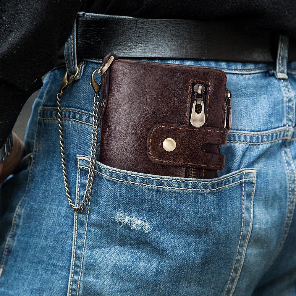 RFID Anti-Theft Wallet - Three-Fold Multi-Card Slot Crazy Horse Leather - ArtOm_farm™ LEATHER 