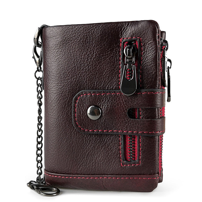 RFID Anti-Theft Wallet - Three-Fold Multi-Card Slot Crazy Horse Leather - ArtOm_farm™ LEATHER 