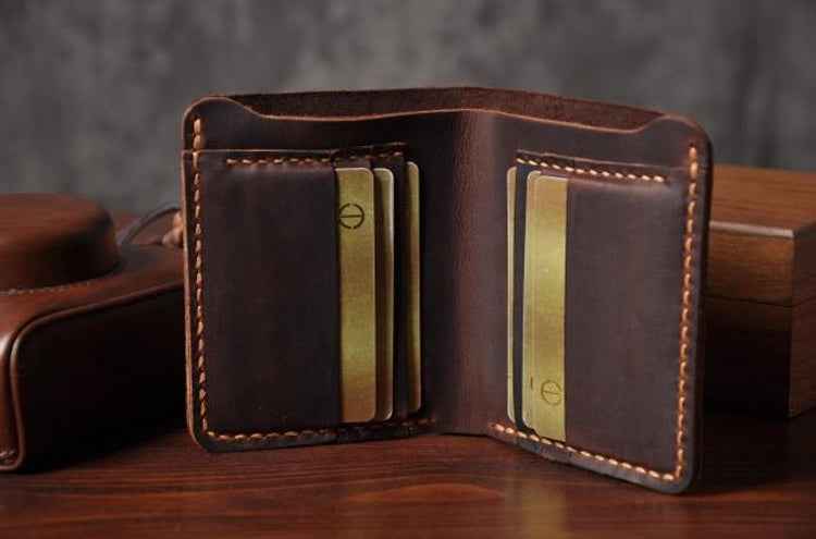 Vintage Crazy Horse Leather Wallet - Stylish Short Wallet for Classic Aesthetics - ArtOm_farm™ LEATHER