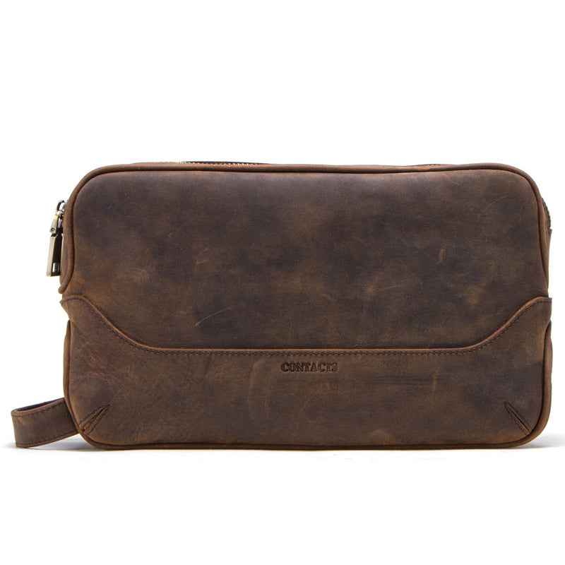 Men's Genuine Leather Clutch Organizer Bag Crafted from Authentic Crazy Horse Leather - ArtOm_farm™ LEATHER