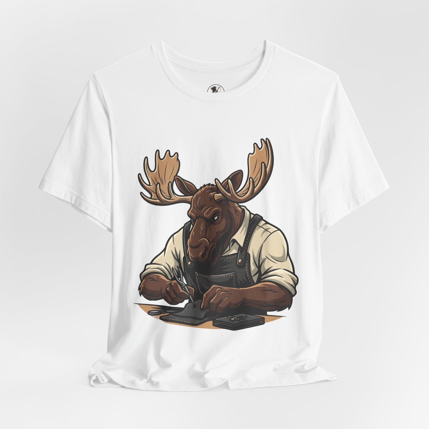 Moose Graphic Tee - Funny Animal Shirt for Nature Lovers, Unique Casual Outfit in Woodland Style - ArtOm_farm™ LEATHER