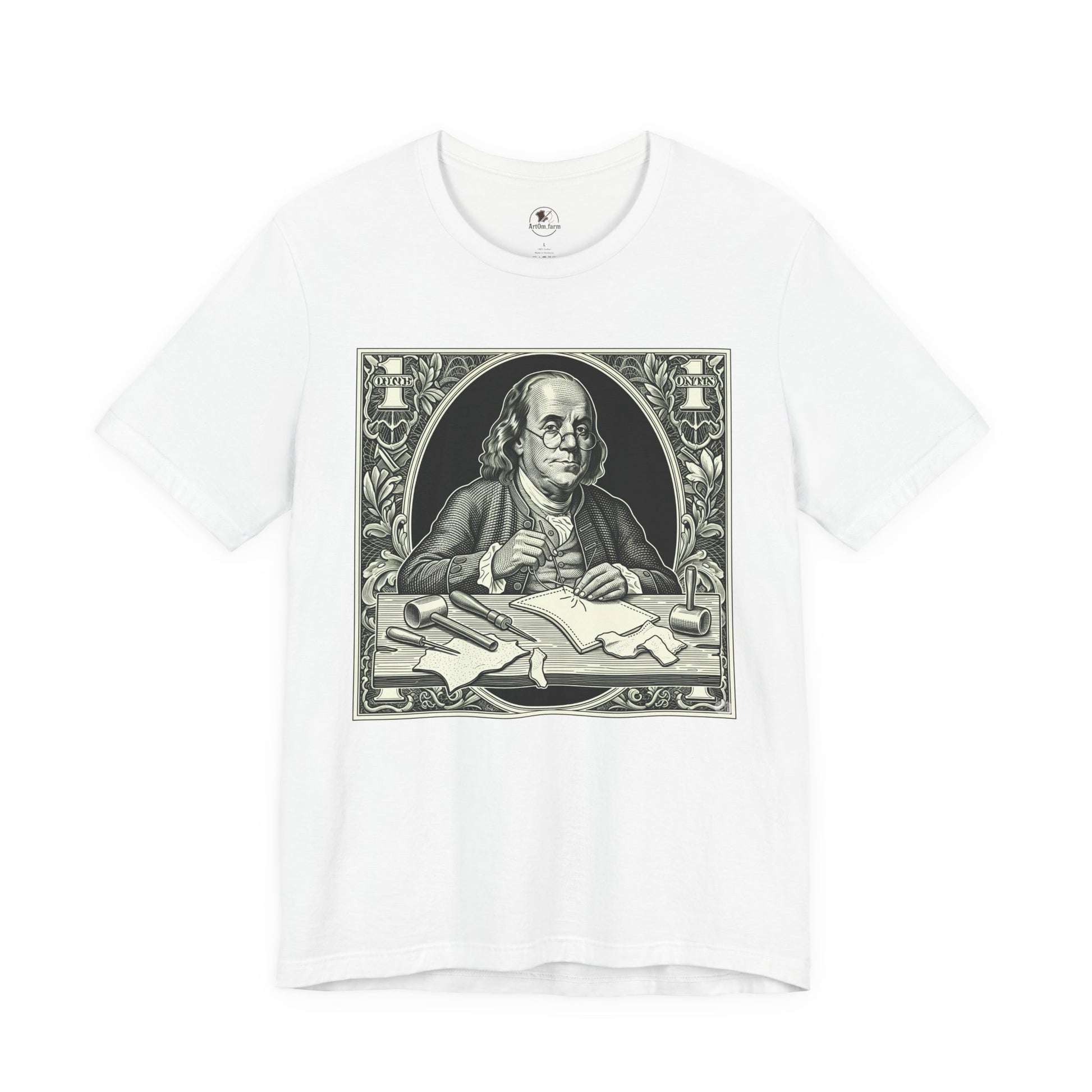 Benjamin Franklin Vintage Tee for History Lovers - Unisex Short Sleeve Shirt, Unique Teacher Gift - ArtOm_farm™ LEATHER