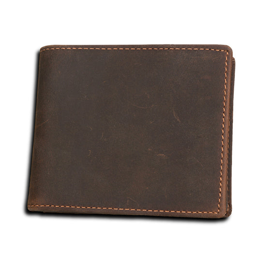 RFID Men’s Leather Wallet - Crazy Horse Leather Short Casual Wallet - ArtOm_farm™ LEATHER 