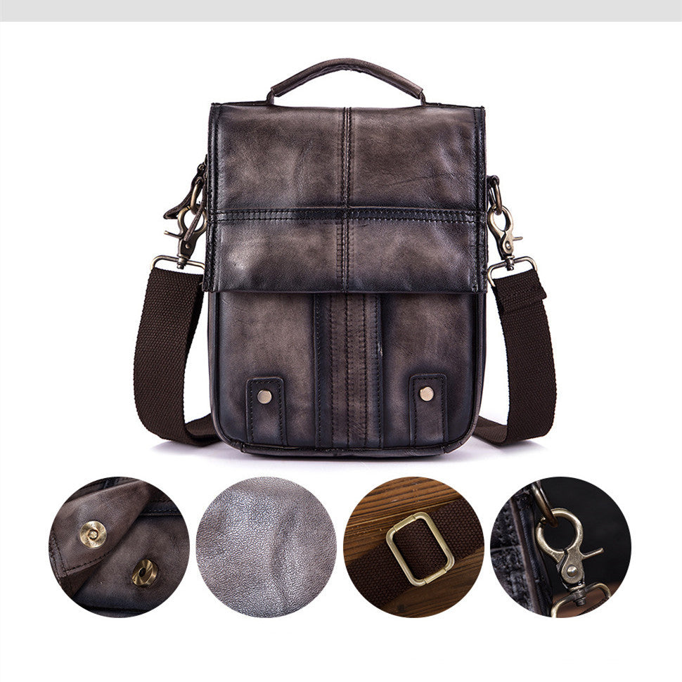 Imported Crazy Horse Leather Travel Bag for Men - 8-Inch Retro Outdoor Shoulder Diagonal Bag - ArtOm_farm™ LEATHER 