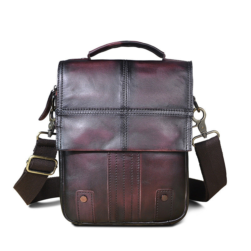 Imported Crazy Horse Leather Travel Bag for Men - 8-Inch Retro Outdoor Shoulder Diagonal Bag - ArtOm_farm™ LEATHER 