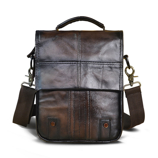 Imported Crazy Horse Leather Travel Bag for Men - 8-Inch Retro Outdoor Shoulder Diagonal Bag - ArtOm_farm™ LEATHER 