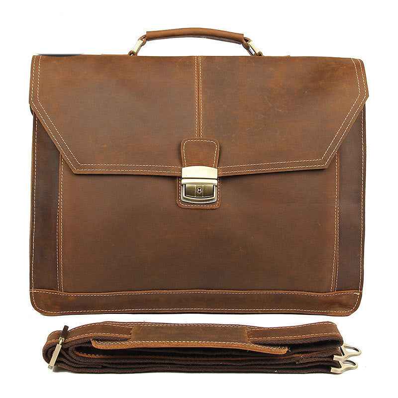 Crazy Horse Leather Briefcase - ArtOm_farm™ LEATHER