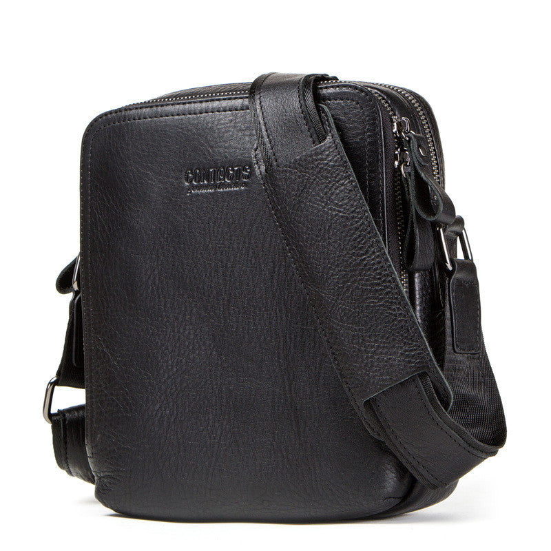 Black Angel Retro Crazy Horse Cowhide Messenger Bag for Men - Factory Direct Sales Shoulder Bag with Cross-Border Delivery - ArtOm_farm™ LEATHER 