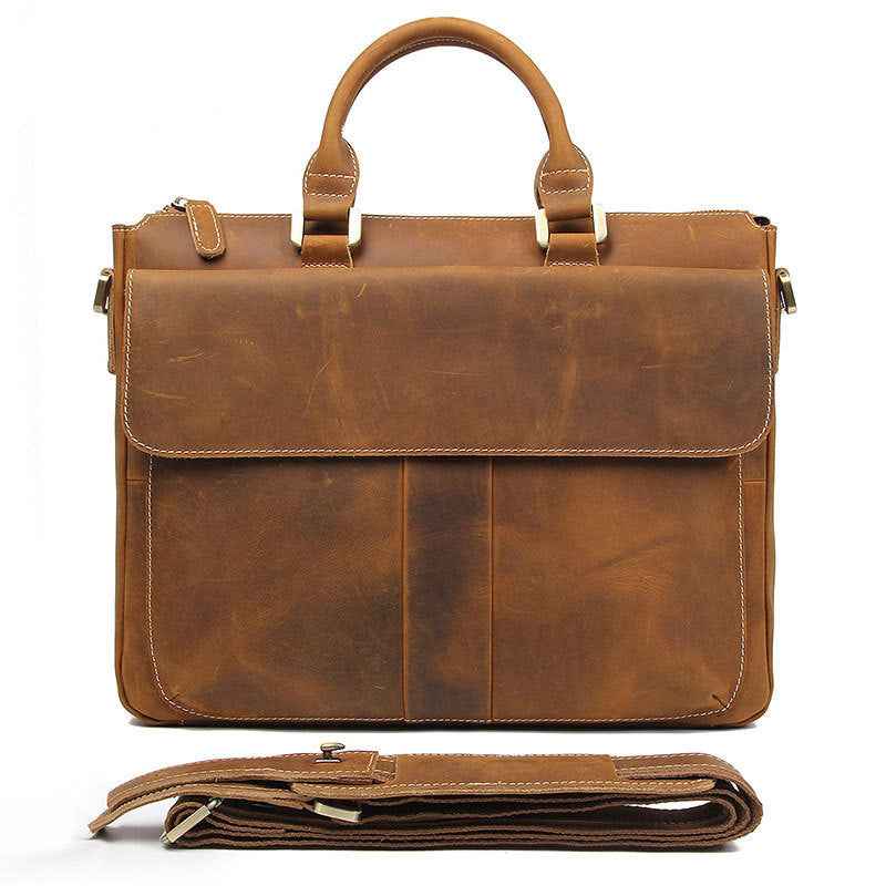 Retro Leather Shoulder Bag - Vintage Crazy Horse Messenger Bag - ArtOm_farm™ LEATHER