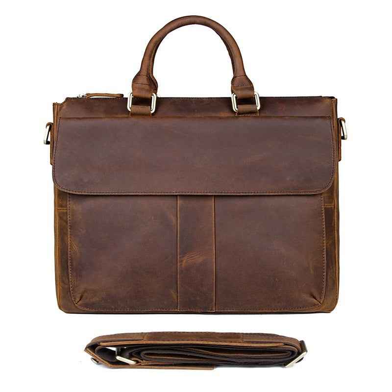 Retro Leather Shoulder Bag - Vintage Crazy Horse Messenger Bag - ArtOm_farm™ LEATHER