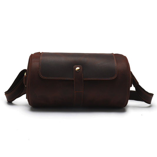 Vintage Leather Cylinder Bag – Stylish & Timeless Accessory - ArtOm_farm™ LEATHER 