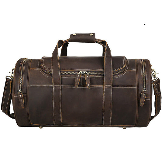 Trendy Leather Travel Bag - Large-Capacity Men's Cow Leather Gym Bag - ArtOm_farm™ LEATHER 