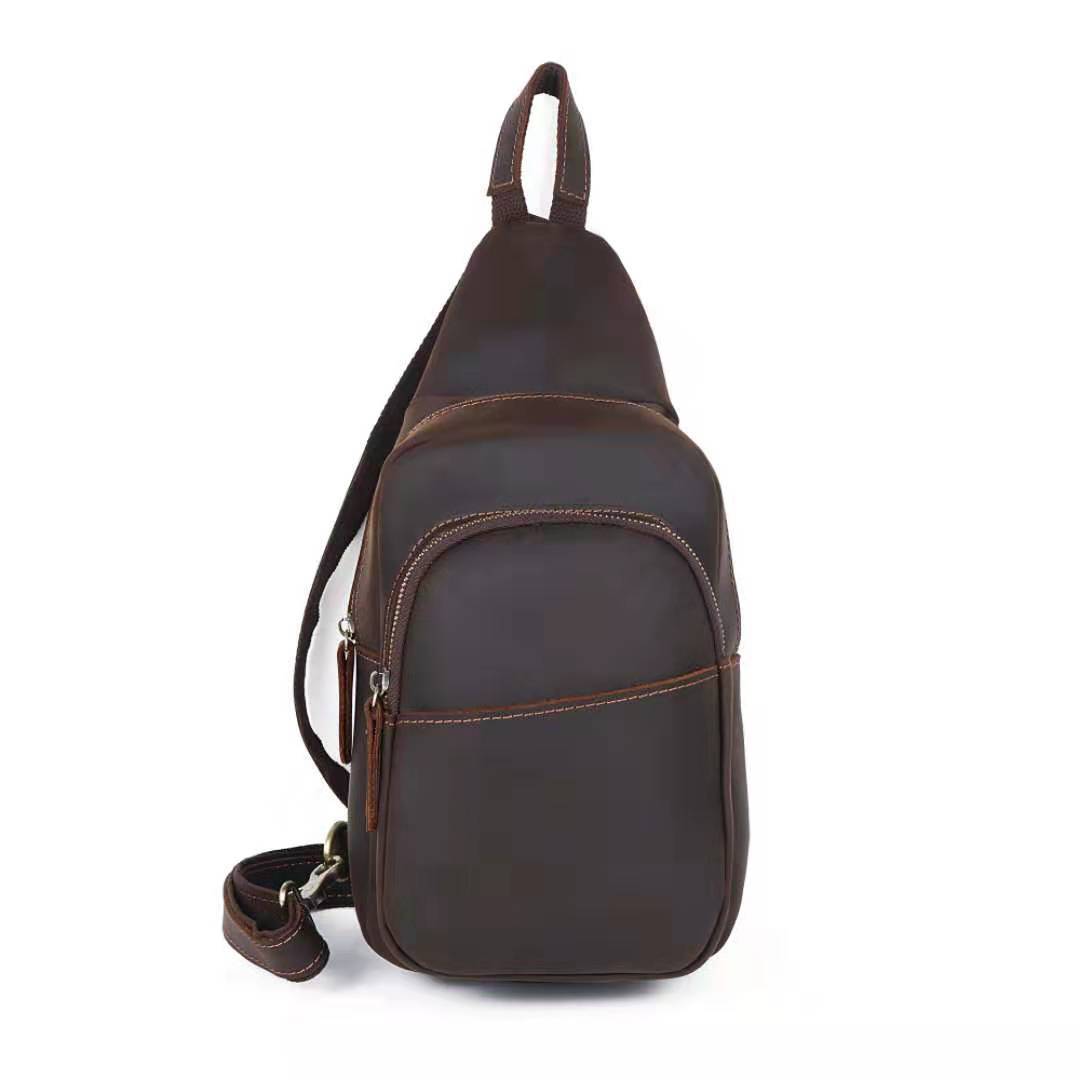 Horse Leather Chest Bag - Men's Shoulder Messenger Bag - ArtOm_farm™ LEATHER 