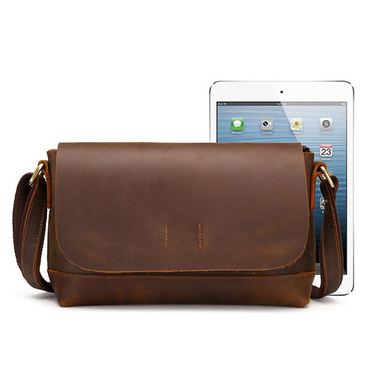 Horse Leather Men's Shoulder Bag - Retro Fashion Casual Messenger Bag - ArtOm_farm™ LEATHER 