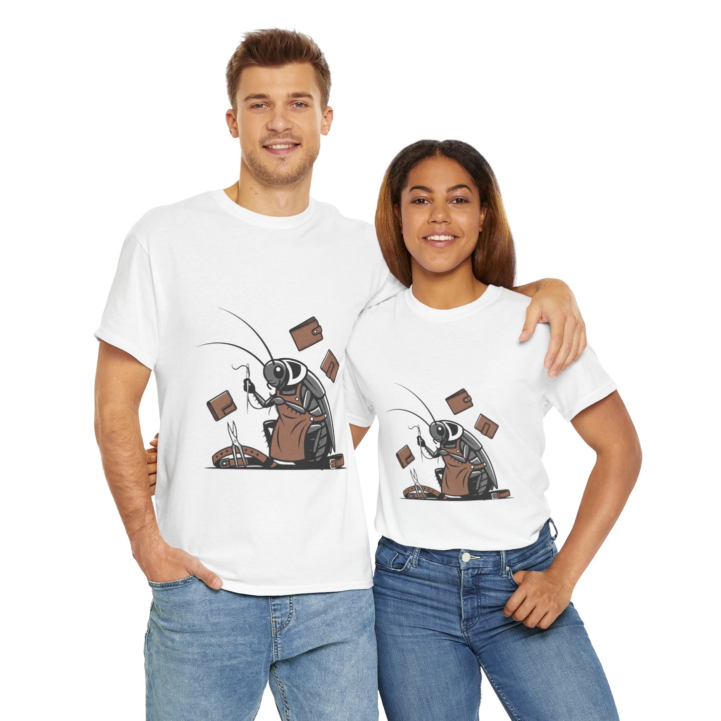 Cockroach Baker Unisex Heavy Cotton Tee - Funny Graphic Tee for Animal Lovers and Home Cooks, Unique Gift Idea - ArtOm_farm™ LEATHER