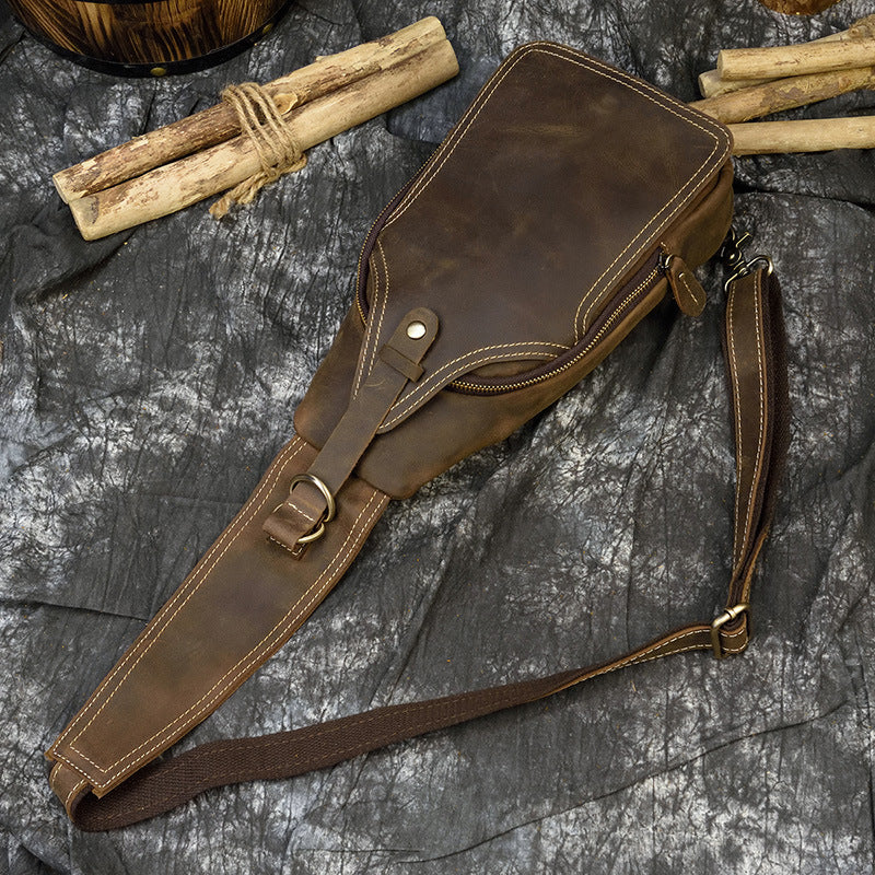 Men's Leather Shoulder Bag - Retro Crazy Horse Leather Casual Multifunctional Design - ArtOm_farm™ LEATHER