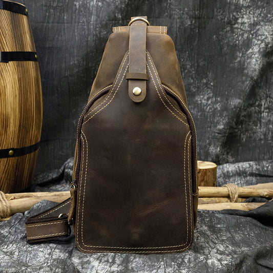 Men's Leather Shoulder Bag - Retro Crazy Horse Leather Casual Multifunctional Design - ArtOm_farm™ LEATHER