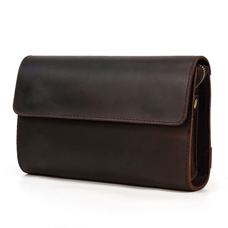 Leather Clutch Wallet for Men - Retro Crazy Horse Leather Multifunction Clutch - ArtOm_farm™ LEATHER 