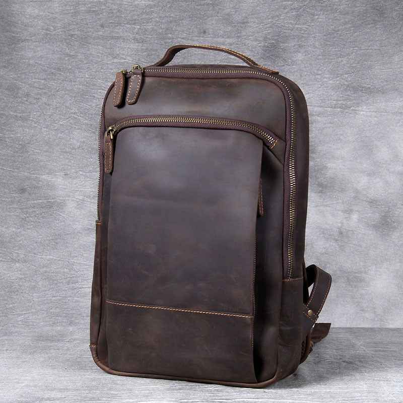 Vintage Leather Backpack - Timeless Style in Durable Crazy Horse Leather - ArtOm_farm™ LEATHER