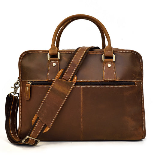 Vintage Leather Commuter Handbag for Business Professionals - ArtOm_farm™ LEATHER 