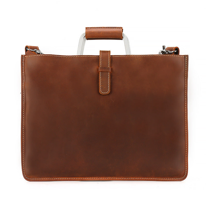 Crazy Horse Leather Handbag for Men - Horizontal Briefcase and Bag from England - ArtOm_farm™ LEATHER 