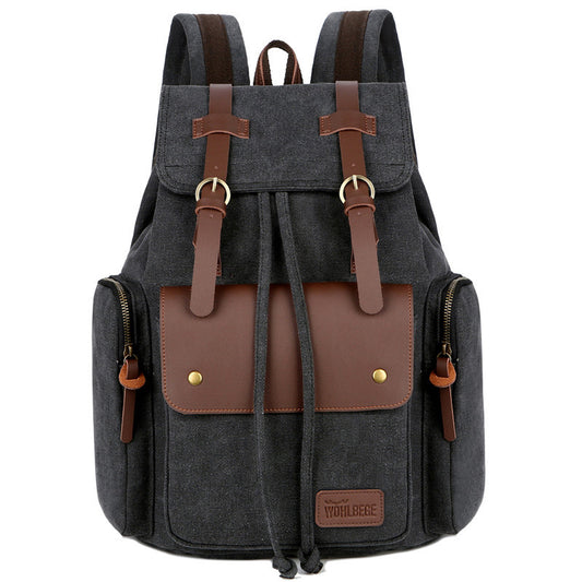 Men's Canvas Backpack - Retro Crazy Horse Leather Computer Backpack for Men - ArtOm_farm™ LEATHER 