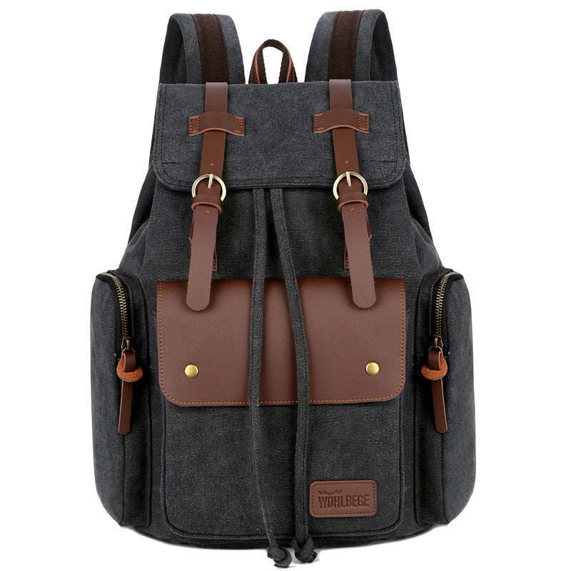 Men's Canvas Backpack - Retro Crazy Horse Leather Computer Backpack for Men - ArtOm_farm™ LEATHER 